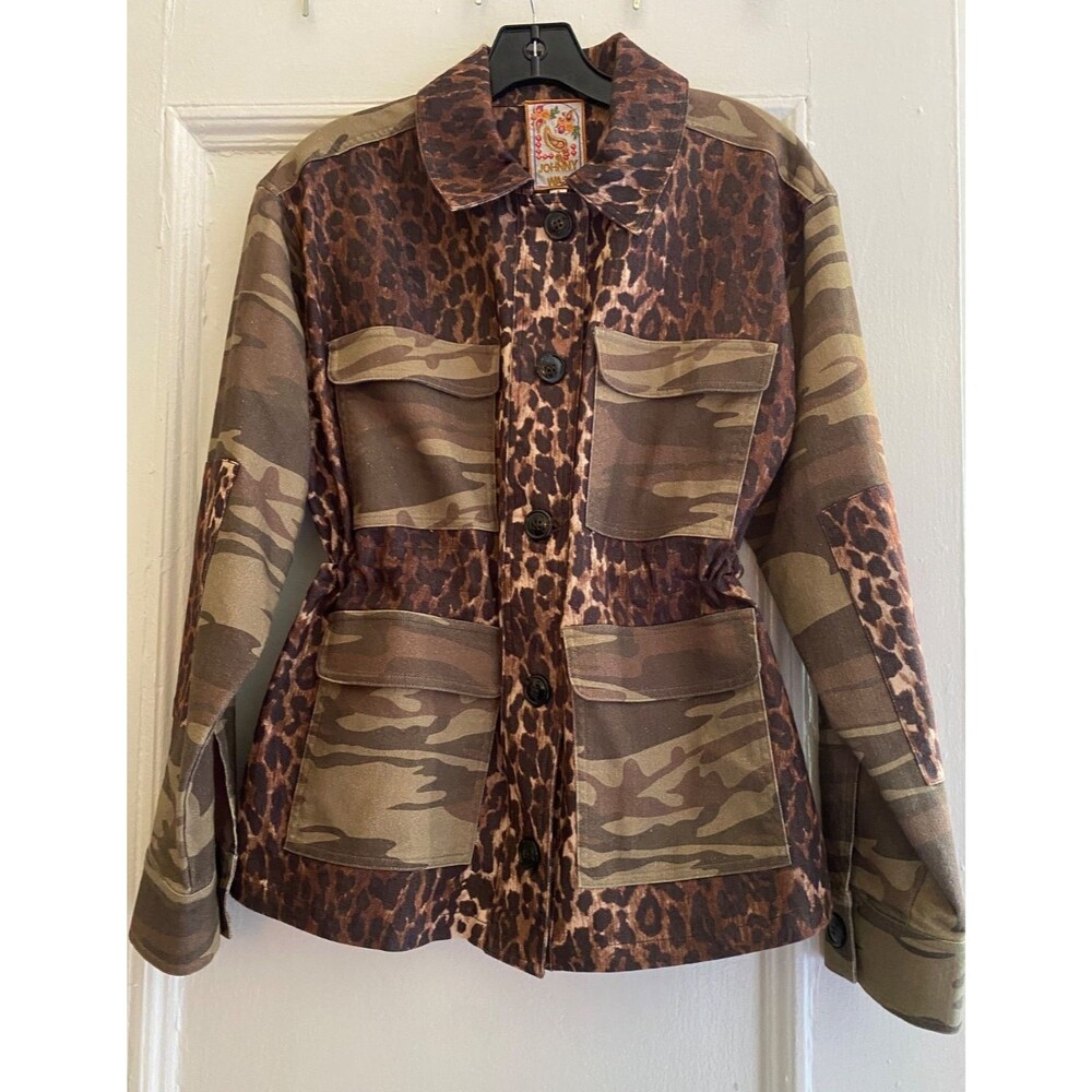 NWT Johnny Was Workshop Leopard Patchwork Utility Jacket W40125-8 Small Camo